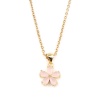 Immagine di Stainless Steel & Copper Necklace Gold Plated Flower Pink Cubic Zirconia 44cm(17 3/8") long, 1 Piece