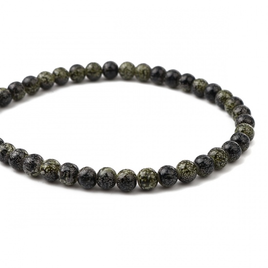Image de Glass Beads Round Black & Green About 8mm Dia, Hole: Approx 1.2mm, 75cm(29 4/8") long, 2 Strands (Approx 105 PCs/Strand)