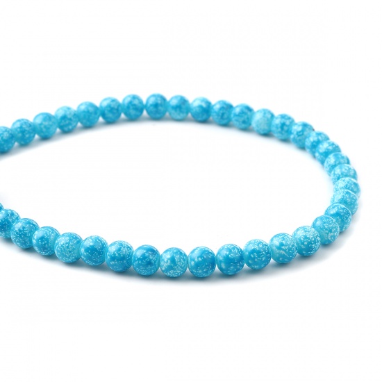 Image de Glass Beads Round Skyblue About 8mm Dia, Hole: Approx 1.2mm, 75cm(29 4/8") long, 2 Strands (Approx 105 PCs/Strand)