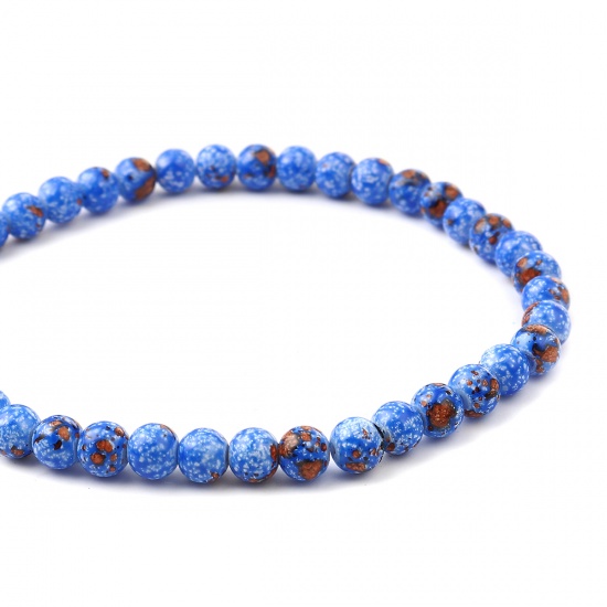 Glass Beads Round Blue About 8mm Dia, Hole: Approx 1.2mm, 75cm(29 4/8") long, 2 Strands (Approx 105 PCs/Strand) の画像