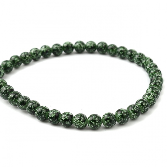 Glass Beads Round Green About 8mm Dia, Hole: Approx 1.2mm, 75cm(29 4/8") long, 2 Strands (Approx 105 PCs/Strand) の画像