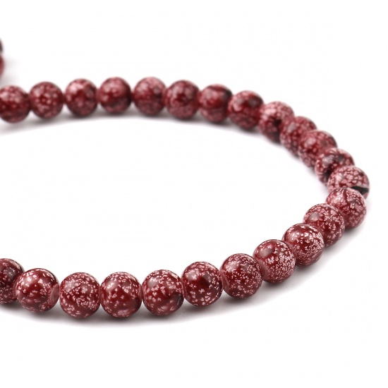 Image de Glass Beads Round Wine Red About 8mm Dia, Hole: Approx 1.2mm, 75cm(29 4/8") long, 2 Strands (Approx 105 PCs/Strand)