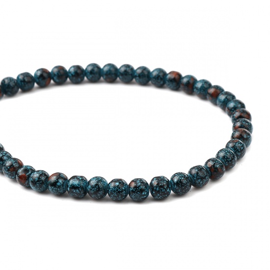 Glass Beads Round Ink Blue About 8mm Dia, Hole: Approx 1.2mm, 75cm(29 4/8") long, 2 Strands (Approx 105 PCs/Strand) の画像