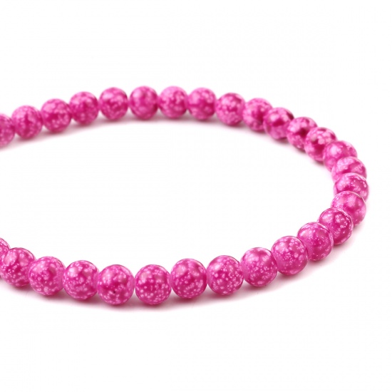 Image de Glass Beads Round Fuchsia About 8mm Dia, Hole: Approx 1.2mm, 75cm(29 4/8") long, 2 Strands (Approx 105 PCs/Strand)
