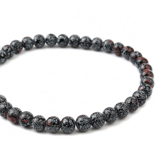Glass Beads Round Black About 8mm Dia, Hole: Approx 1.2mm, 75cm(29 4/8") long, 2 Strands (Approx 105 PCs/Strand) の画像