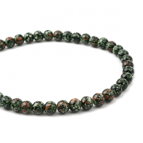 Image de Glass Beads Round Dark Green About 8mm Dia, Hole: Approx 1.2mm, 75cm(29 4/8") long, 2 Strands (Approx 105 PCs/Strand)