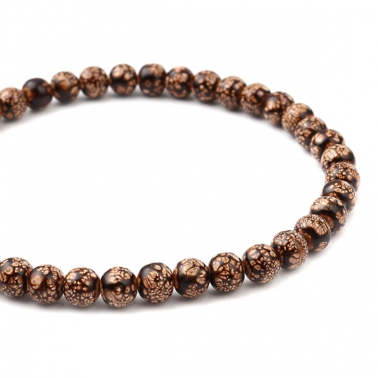 Glass Beads Round Coffee About 8mm Dia, Hole: Approx 1.2mm, 75cm(29 4/8") long, 2 Strands (Approx 105 PCs/Strand) の画像