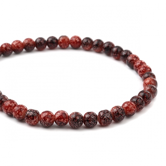 Image de Glass Beads Round Dark Orange-red About 8mm Dia, Hole: Approx 1.2mm, 75cm(29 4/8") long, 2 Strands (Approx 105 PCs/Strand)