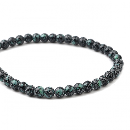 Glass Beads Round Black About 8mm Dia, Hole: Approx 1.2mm, 75cm(29 4/8") long, 2 Strands (Approx 105 PCs/Strand) の画像