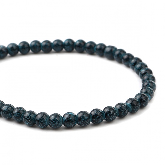 Image de Glass Beads Round Blue Black About 8mm Dia, Hole: Approx 1.2mm, 75cm(29 4/8") long, 2 Strands (Approx 105 PCs/Strand)