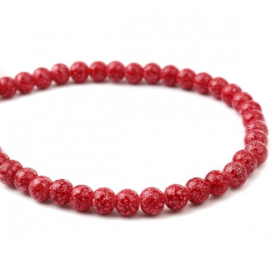 Glass Beads Round Red About 8mm Dia, Hole: Approx 1.2mm, 75cm(29 4/8") long, 2 Strands (Approx 105 PCs/Strand) の画像