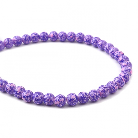 Image de Glass Beads Round Pink & Purple About 8mm Dia, Hole: Approx 1.2mm, 75cm(29 4/8") long, 2 Strands (Approx 105 PCs/Strand)