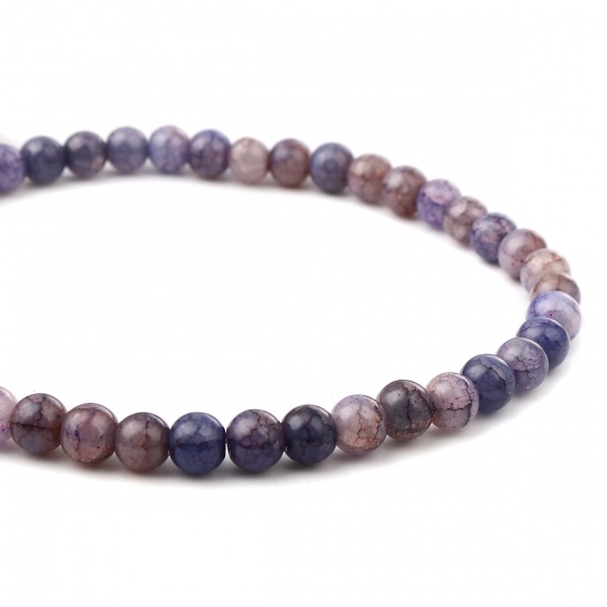 Picture of Glass Beads Round Purple Crack Imitation Stone About 8mm Dia, Hole: Approx 1.2mm, 76cm(29 7/8") - 75cm(29 4/8") long, 2 Strands (Approx 104 - 100 PCs/Strand)