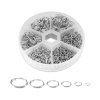 Picture of Iron Based Alloy Double Split Jump Rings Findings Set Silver Tone Circle 12mm Dia. - 4mm Dia., 1 Box