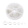 Picture of Iron Based Alloy Double Split Jump Rings Findings Set Silver Plated Circle 12mm Dia. - 4mm Dia., 1 Box