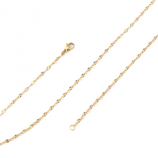 Image de 304 Stainless Steel Necklace Oval Gold Plated 50cm(19 5/8") long, 1 Piece