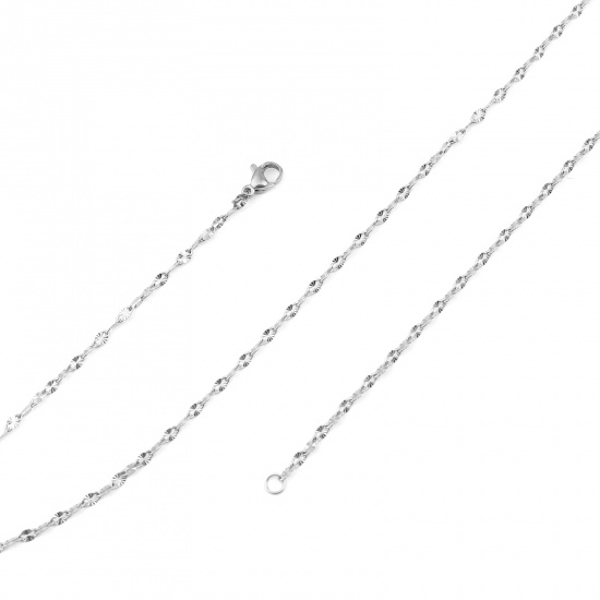 Image de 304 Stainless Steel Necklace Oval Silver Tone 50cm(19 5/8") long, 1 Piece