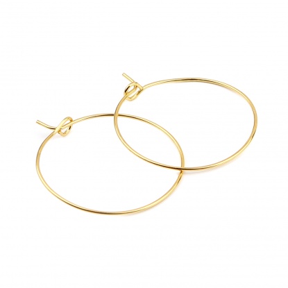 Iron Based Alloy Hoop Earrings Findings Circle Ring Gold Plated 33mm x 30mm, Post/ Wire Size: (21 gauge), 50 PCs の画像
