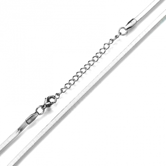 Bild von Stainless Steel Necklace Razor Blade Silver Tone 40cm(15 6/8") long, Chain Size: 3mm, 1 Piece
