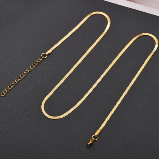 Bild von Stainless Steel Necklace Razor Blade Gold Plated 45cm(17 6/8") long, Chain Size: 3mm, 1 Piece