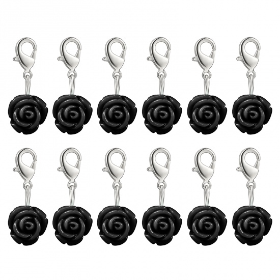 Immagine di Plastica Marcatori di Punto a maglia Rosa Nero 12 Pz