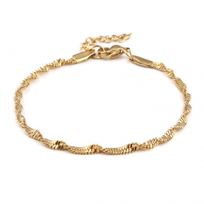 Picture of Stainless Steel Link Chain Bracelets Gold Plated 17cm(6 6/8") long, 1 Piece