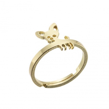 Bild von Edelstahl Einstellbar Ring Vergoldet Hund 1 Stück