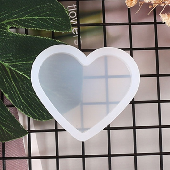 Bild von Silikon Gießform Herz Weiß 60mm x 50mm, 1 Stück
