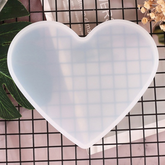 Picture of Silicone Resin Mold For Jewelry Making Heart White 15cm x 11cm, 1 Piece