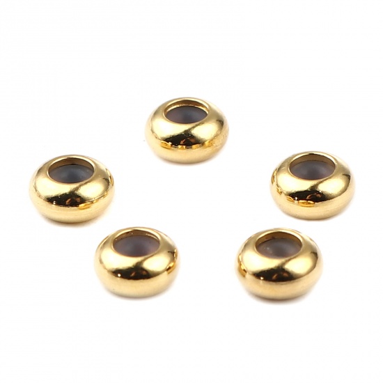 Picture of Copper Beads Round Real Gold Plated About 6mm Dia, Hole: Approx 1.2mm, 5 PCs
