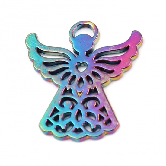 Picture of Zinc Based Alloy Religious Charms Angel Multicolor 27mm x 25mm, 10 PCs