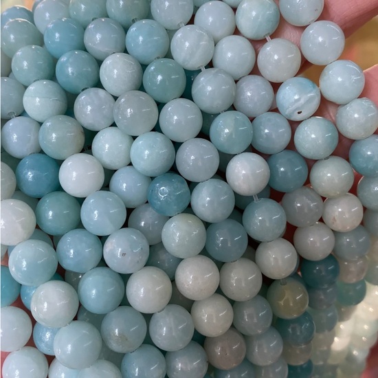 Immagine di (Grado A) Amazzonite ( Naturale ) Perline Tondo Blu Chiaro Come 8mm Dia., 39cm - 38cm Lunghezza, 1 Filo (Circa 48 Pz/Treccia)