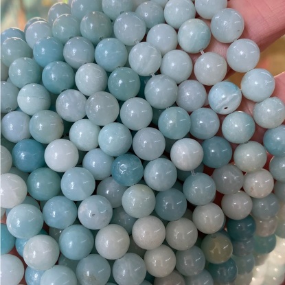 Picture of (Grade A) Amazonite ( Natural ) Beads Round Light Blue About 10mm Dia., 39cm(15 3/8") - 38cm(15") long, 1 Strand (Approx 38 PCs/Strand)