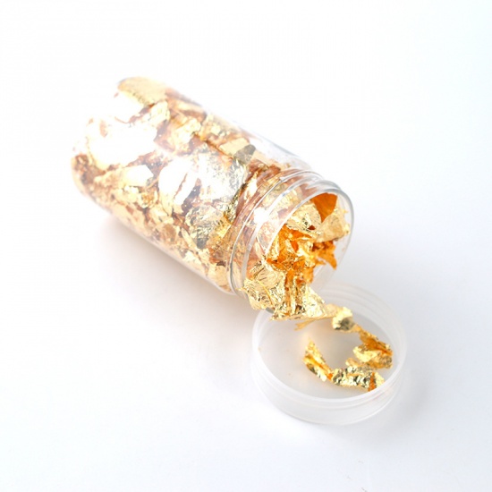 Picture of ( 200ml ) Tin Foil Resin Jewelry Craft Filling Material Golden 10cm x 5.5cm, 1 Piece