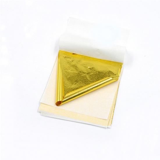 Picture of Tin Foil Resin Jewelry Craft Filling Material Light Gold 90mm x 90mm, 1 Set ( 5 PCs/Set)