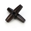 Picture of Wood Horn Buttons Scrapbooking Single Hole Barrel Dark Coffee 30mm, 20 PCs