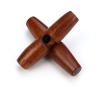 Picture of Wood Horn Buttons Scrapbooking Single Hole Barrel Red Brown 30mm, 20 PCs
