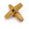 Picture of Wood Horn Buttons Scrapbooking Single Hole Barrel Beige 30mm, 20 PCs