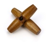 Picture of Wood Horn Buttons Scrapbooking Single Hole Barrel Brown 40mm, 20 PCs