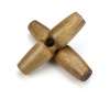 Picture of Wood Horn Buttons Scrapbooking Single Hole Barrel Light Coffee 55mm, 20 PCs