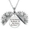 Picture of Stainless Steel Positive Quotes Energy Link Chain Findings Necklace Antique Silver Color Round Sunflower Message " Not Sisters By Blood But Sisters By Heart " Can Open 45cm(17 6/8") long, 1 Piece