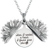 Picture of Stainless Steel Positive Quotes Energy Link Chain Findings Necklace Antique Silver Color Round Sunflower Message " When I needed a hand I found your paw " Can Open 45cm(17 6/8") long, 1 Piece