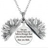 Picture of Stainless Steel Positive Quotes Energy Link Chain Findings Necklace Antique Silver Color Round Sunflower Message " You are Braver than you believe, Stronger than you seem,and Smarter than you think " Can Open 45cm(17 6/8") long, 1 Piece