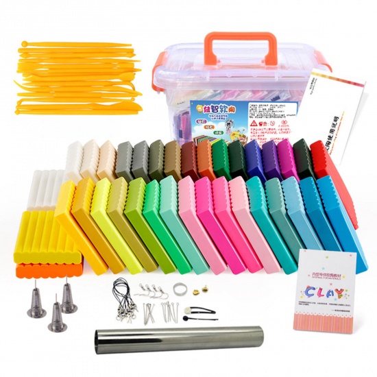 Bild von Weicher Ton-Hochtemperatur-Rösttyp Harz + Plastik DIY Gummi Schlamm Handwerk Material Tasche Mix Farben 1 Set