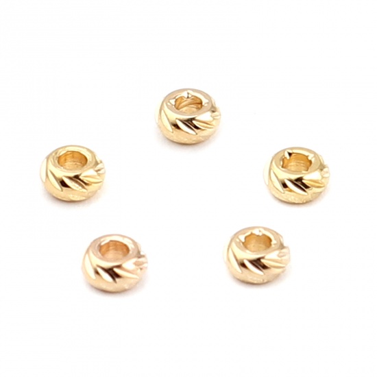 Picture of Copper Beads Round 18K Real Gold Plated Rhombus About 3mm Dia, Hole: Approx 1mm, 30 PCs