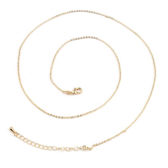 Picture of Copper Link Cable Chain Necklace 18K Real Gold Plated 51.7cm(20 3/8") long, Chain Size: 1.7x1.5mm, 1 Piece