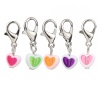 Picture of Zinc Based Alloy & Acrylic Knitting Stitch Markers Heart Silver Tone At Random Color 27mm x 9mm, 12 PCs