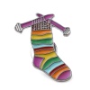 Picture of Pin Brooches Findings Sock Gunmetal Multicolor Enamel 29mm x 23mm, 2 PCs