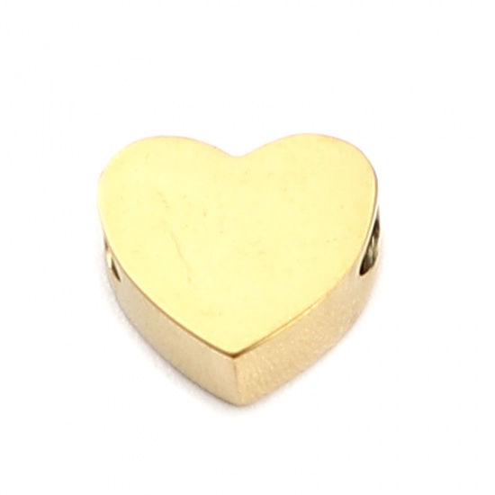 Bild von 304 Edelstahl Valentinstag Perlen Herz Vergoldet 8mm x 7mm, Loch: ca. 1.9mm, 2 Stück