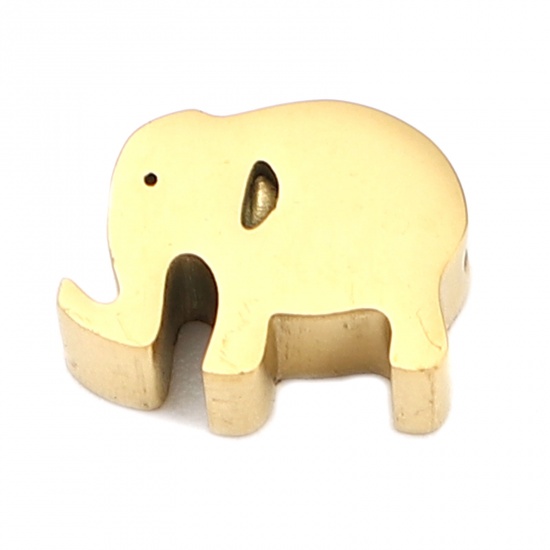 Bild von 304 Edelstahl Perlen Elefant Vergoldet 9mm x 7mm, Loch: ca. 1.9mm, 2 Stück